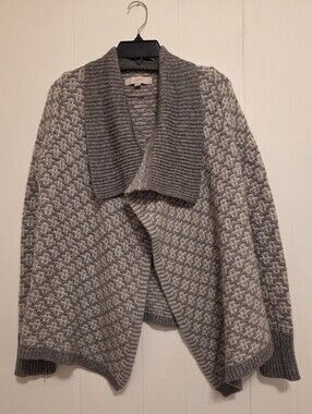 LOFT Women's Gray Knit Open Cardigan Sweater